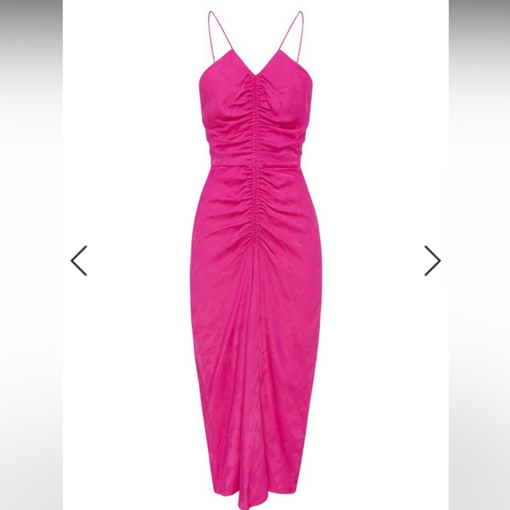 Rebecca Vallance Theresa Center Ruched Jacquard Midi Dress